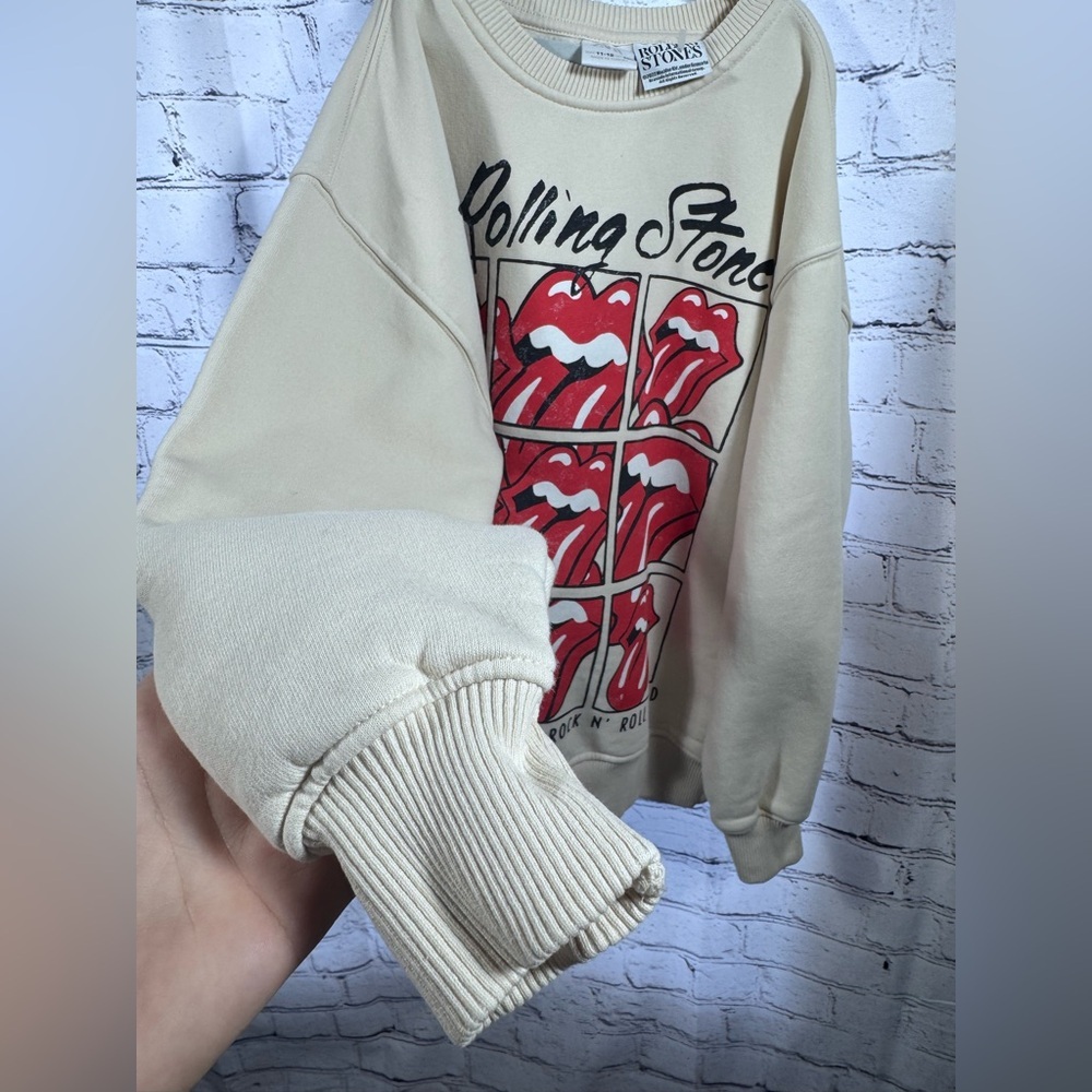 Zara Rolling Stones Cream Sweater - Picture 3 of 6
